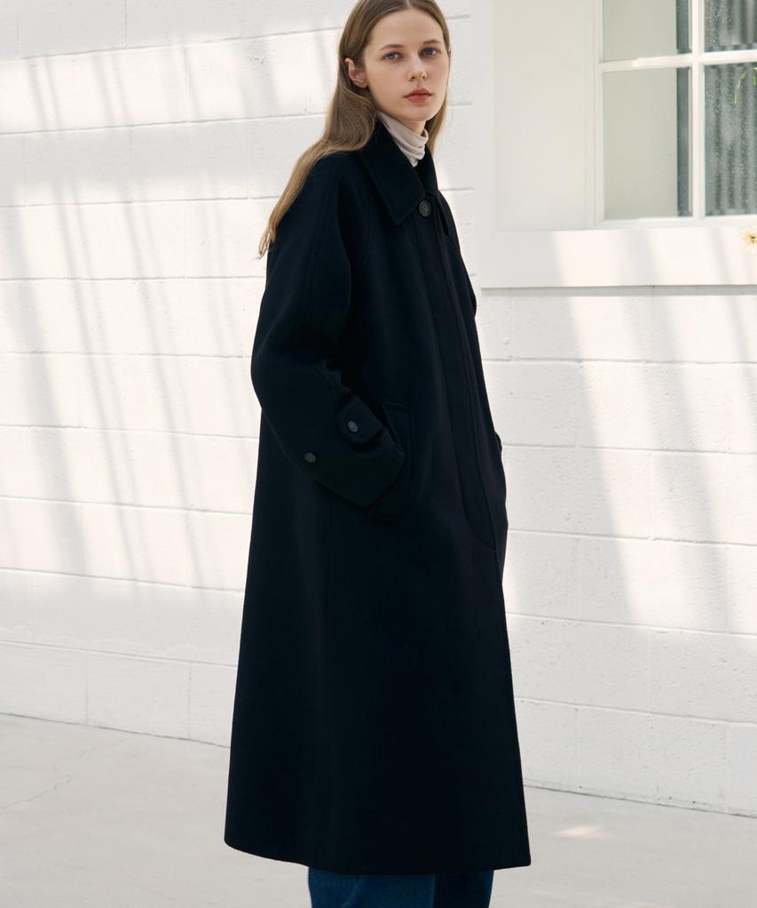 Drawfit Women Soft Cashmere Single Balmacaan Coat [Butter]
