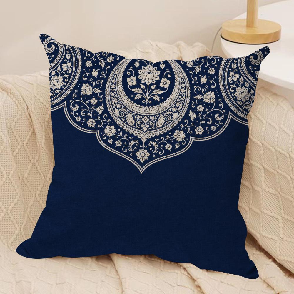 Navy Paisley Mandala Cushion Cover Pillow Case Short Plush Square Throw Pillow Covers Pillowcase Sofa Home Decor Gift