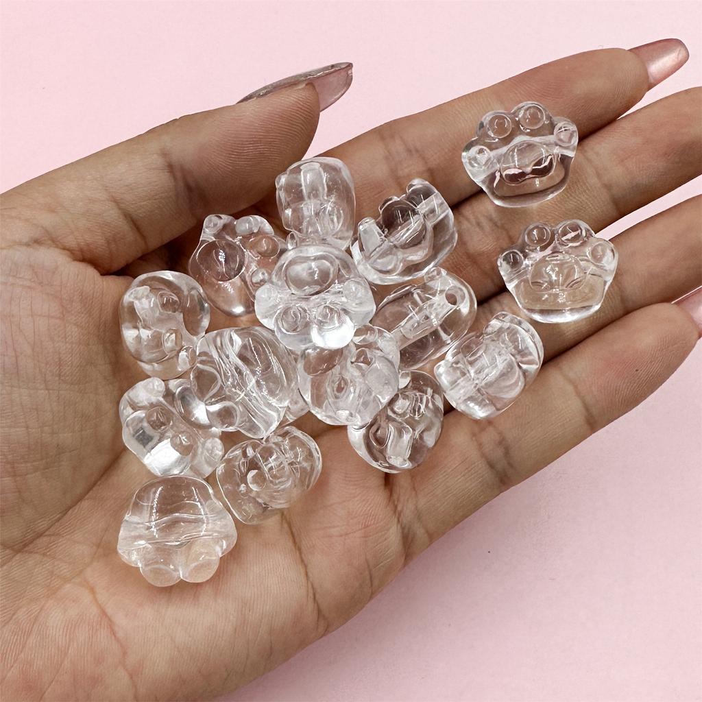 Home Party Supplies Jewelry Crystal Bear Paw Straight Gole Cartoon 30PCS/Bag Beaded Children's Bracelet DIY Transparent Pendant 18 * 17mm