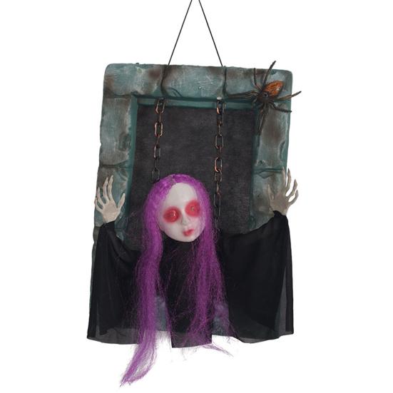 Animated Halloween Decoration Hanging Skull/Ghost/Pumpkin Man Prisoner with Light-up Eyes And Spooky Sounds for Home Porch Party Haunted House Decor