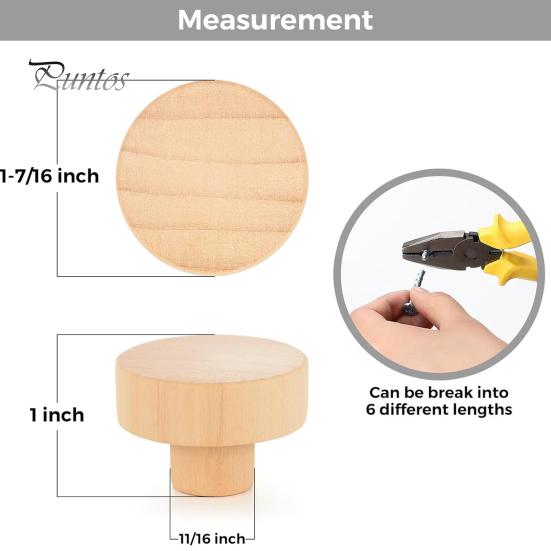 16 шт., деревянная ручка для мебели, винтовое крепление из натурального дерева, элегантная круглая ручка с одним отверстием, сменные аксессуары для ящика шкафа
