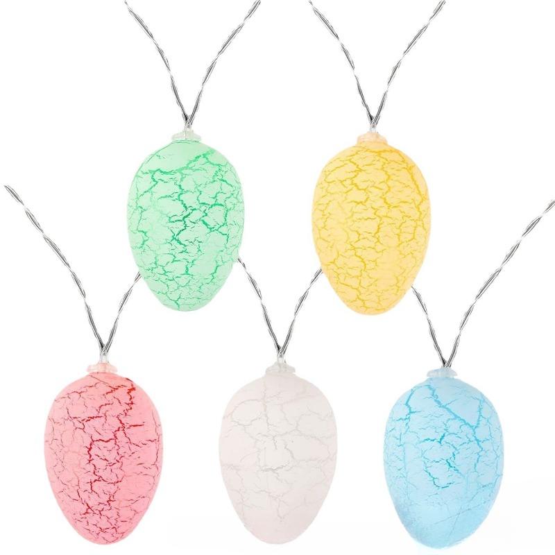 1,5 м 10 светодиодов Новые цветные потрескавшиеся яйца Гирлянда Оформление пасхальной вечеринки Подвесное украшение для спальни Атмосферный свет Украшение-люстра