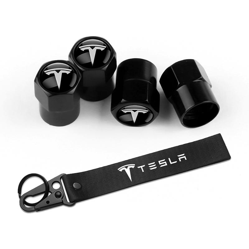 TKVLN1 Car Tire Wheel Valve Caps Cover Car Key Chain Ring Keychain For Tesla Model 3 Model S X Model Y Coil Roadster SpaceX Cybertruck