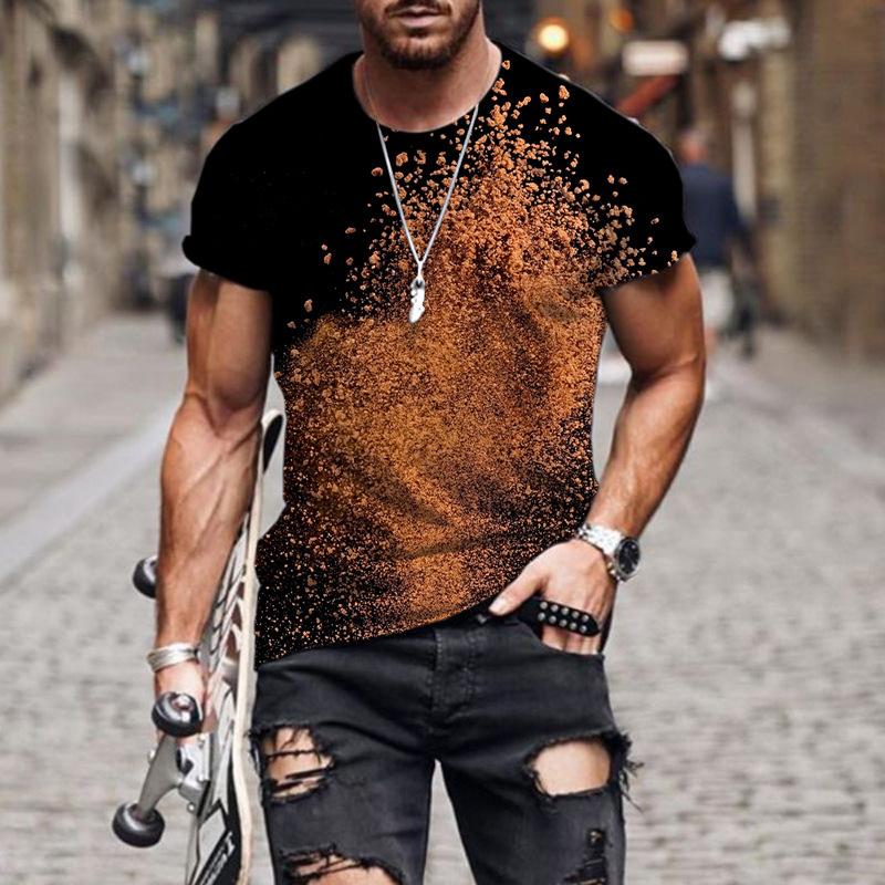 Summer Colorful 3D Digital Printed Short Sleeve Casual Loose Round Neck T-Shirts Men’s