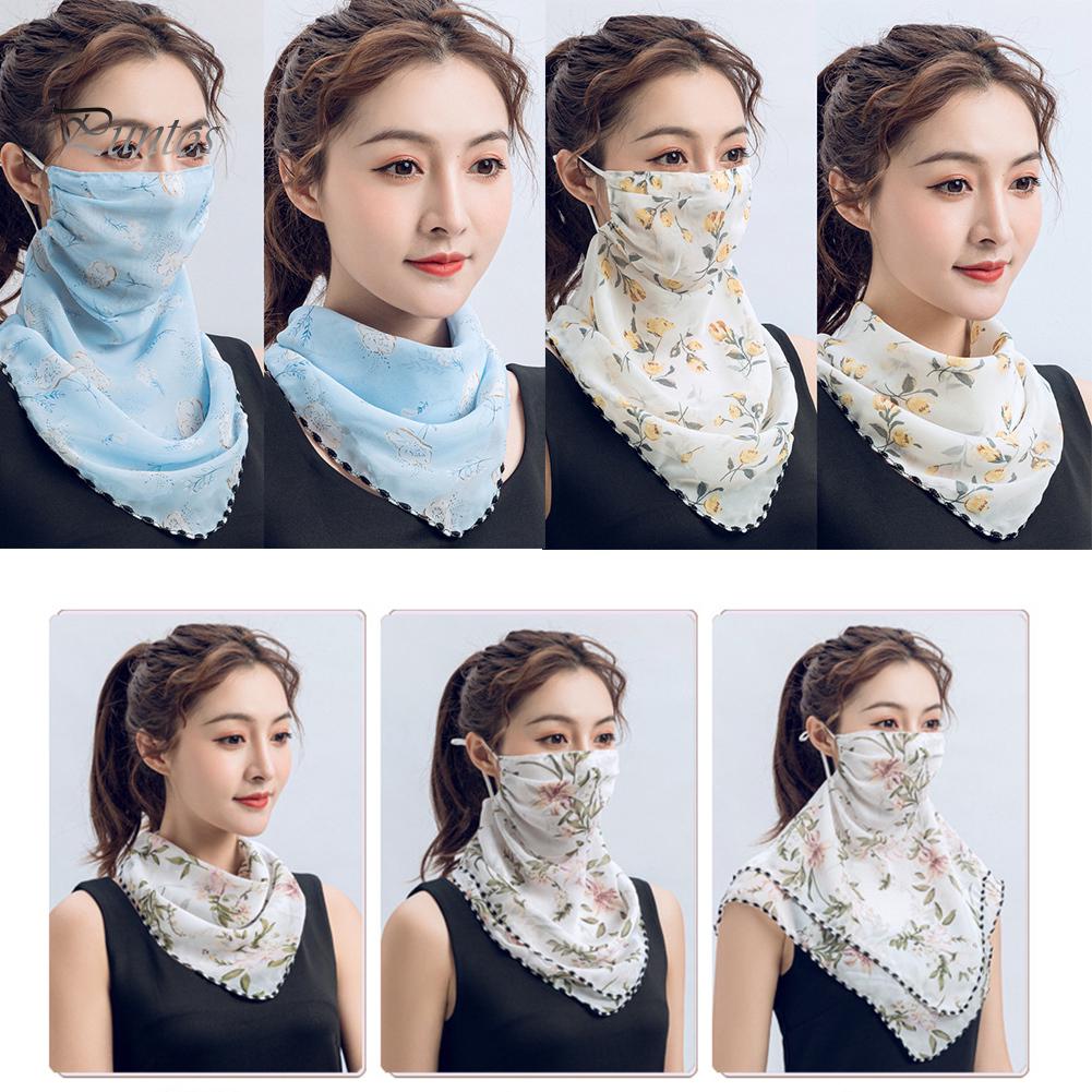 Дышащий 5 шт. женский цветочный принт солнцезащитный шарф-шапка для лица маска