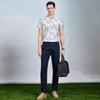 Machine Washable&Easy to Care for: Summer Breathable, Refreshing, and Comfortable Men's Casual Shirt with Ink Printed Collar and Short Sleeve