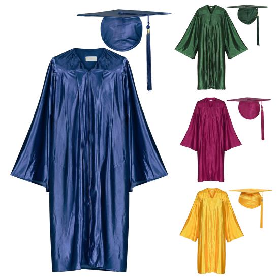 1 комплект унисекс выпускной халат шляпа комплект спереди молния свободный V-образный вырез