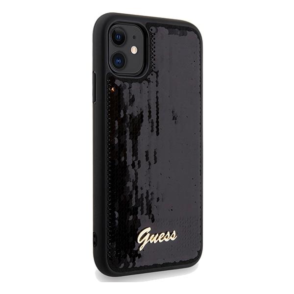 Etui do iPhone 11 Guess Sequin Script Metal Czarne