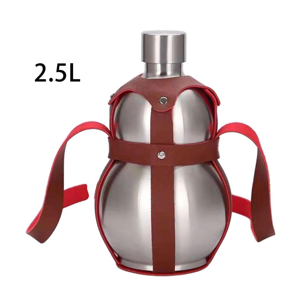 Stainless Steel Bottle Pumpkin Bottle - Kettle with Leather Strap for Outdoor Storage of Drinks Barbecues