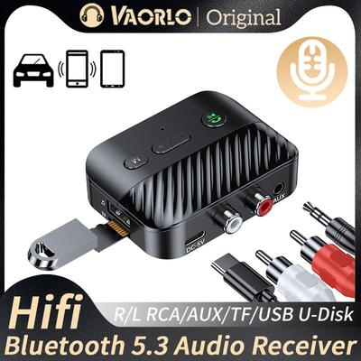 Bluetooth 5.3 аудиоресивер Hifi стерео музыка R/L 2 RCA/3.5MM AUX/TF/USB U-диск беспроводной адаптер с микрофоном для автомобиля/динамиков