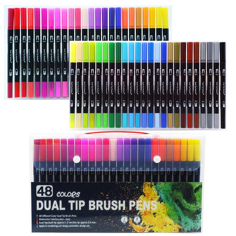 Dual Tip Brush Art Markers Pen 12/24/36/48/60/72/100/120/168 Colors Watercolor Pens for Drawing Painting Calligraphy Art Supplies