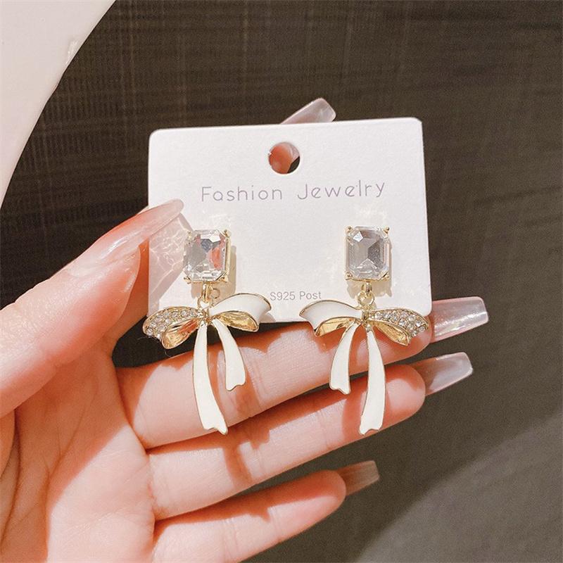 1 пара элегантных сережек-бантов, ослепительные серьги из циркония для женщин и девушек, серьги для темперамента, ювелирные изделия, аксессуары, подарки