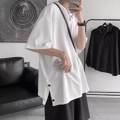 Футболка мужская Ice Silk с коротким рукавом и застежкой на пуговицы — модная, свободная, с классным летним круглым вырезом