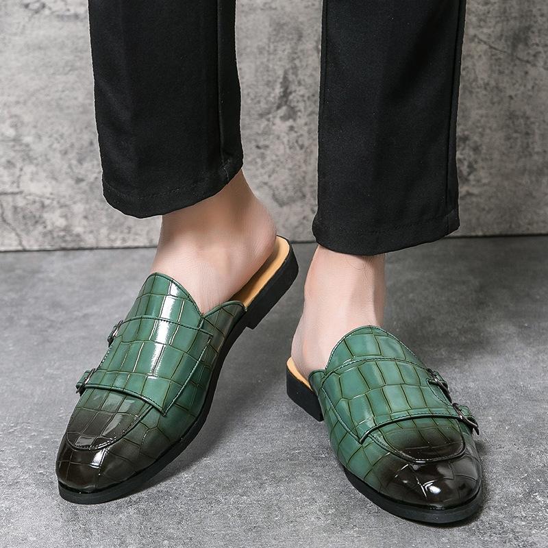 Модные тапочки, роскошные дизайнерские мужские полутапочки, повседневные тапочки, роскошные летние тапочки, кожаные туфли, мужские мюли