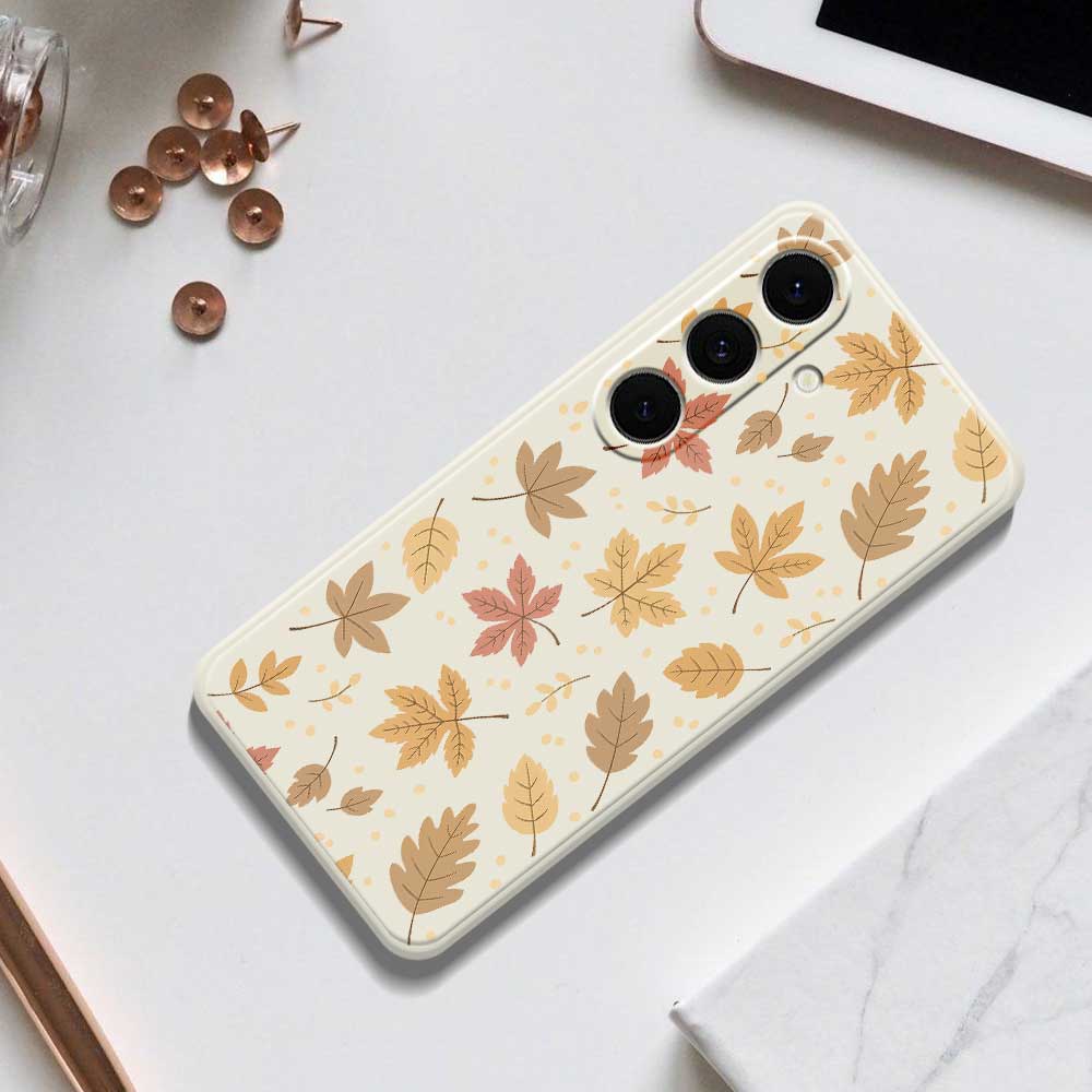 For Samsung Galaxy S24 FE Case Leaves Pattern Printing Straight Edge TPU Phone Back Cover