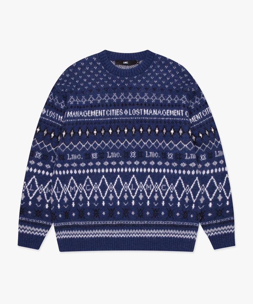 Свитер LMC в стиле Fair Isle, темно-синий