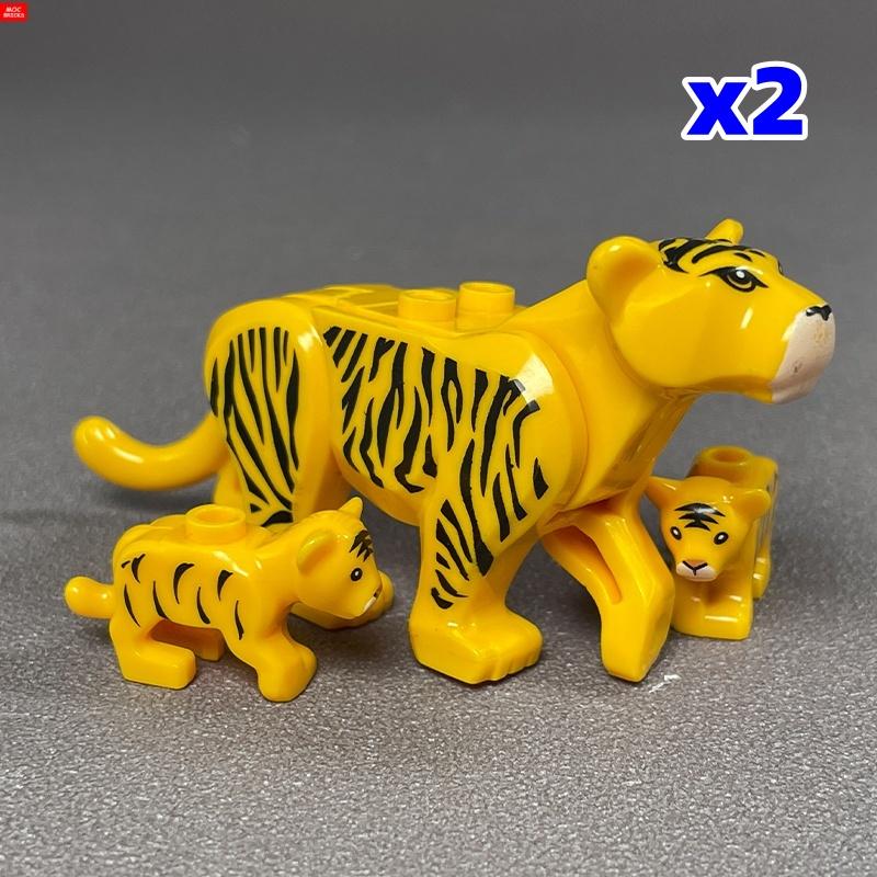 MOC Кубики Животные Маленькие Тигры Саблезубый Тигр Строительные Блоки Собранные Частицы Детские Игрушки