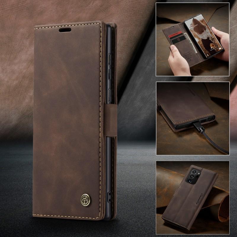 Ретро-чехол-книжка из матовой кожи для Samsung NOTE20 Ultra/10 Plus с карманом для карт и подставкой