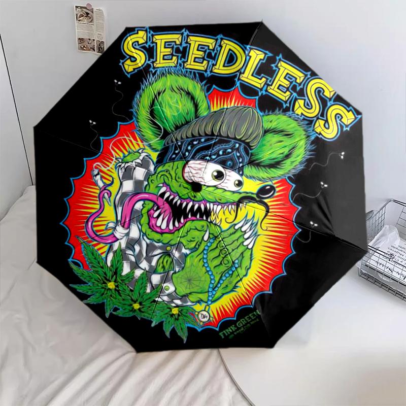 1 шт. Зонт с рисунком Rat Fink, Портативный складной зонт, Железный каркас, Структура из костей, Уличный домашний зонт