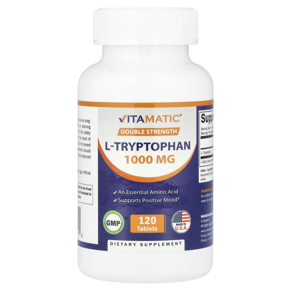 Vitamatic L-триптофан, двойная сила, 1000 мг, 120 таблеток