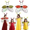 Bee Ladybug Wing Set with Headband Organza Costume Accessories for Kids Adults Dress-Up Party Decor for Performances Holiday Events