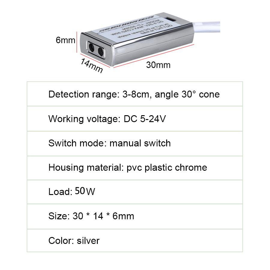 12V/24V IR Hand Sweep Sensor Switch Detector 5A Hand Wave Smart Motion Sensor Light Switch For LED Strip Closet Cabinet Light