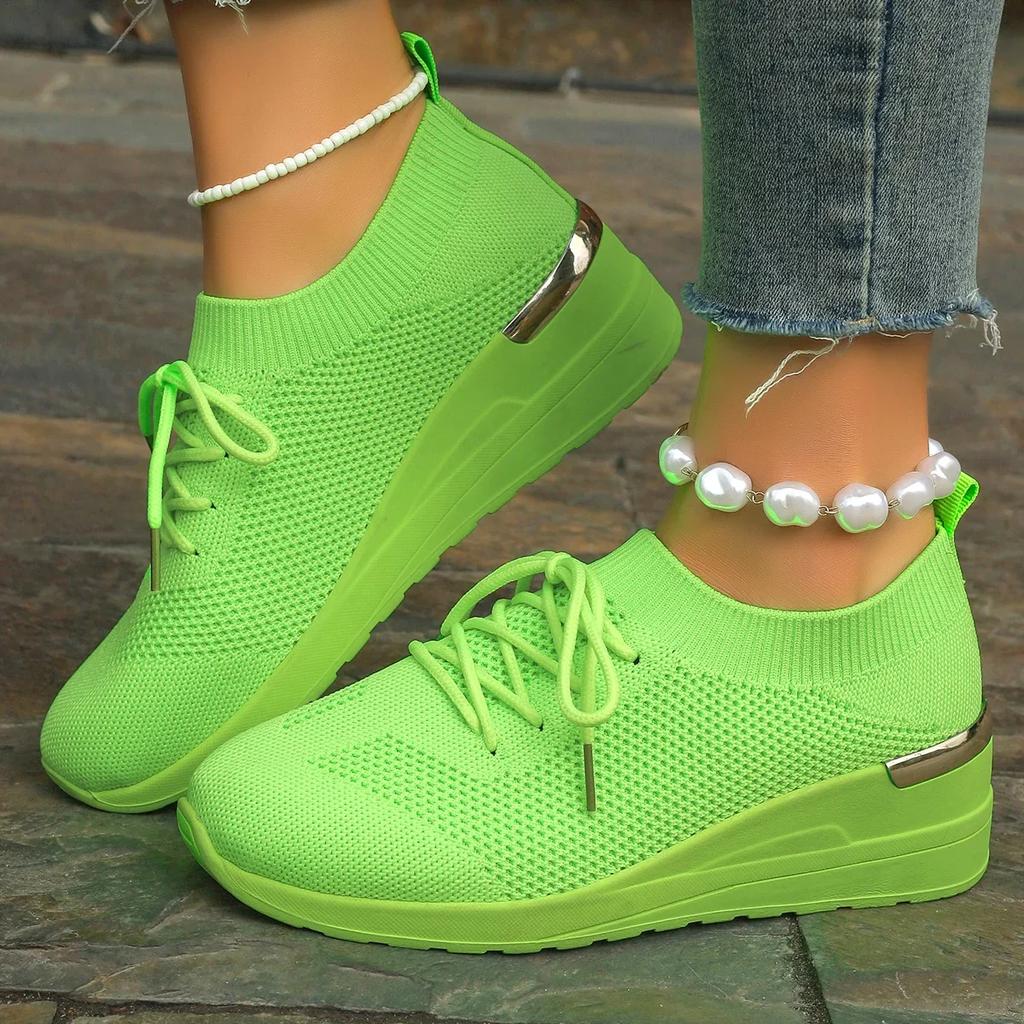 Fashion 2024 Women Causal Sneakers Summer Mesh Fashion Breathable Sneakers Lace Up Sports Shoes for Women Platform Walking Running Shoes