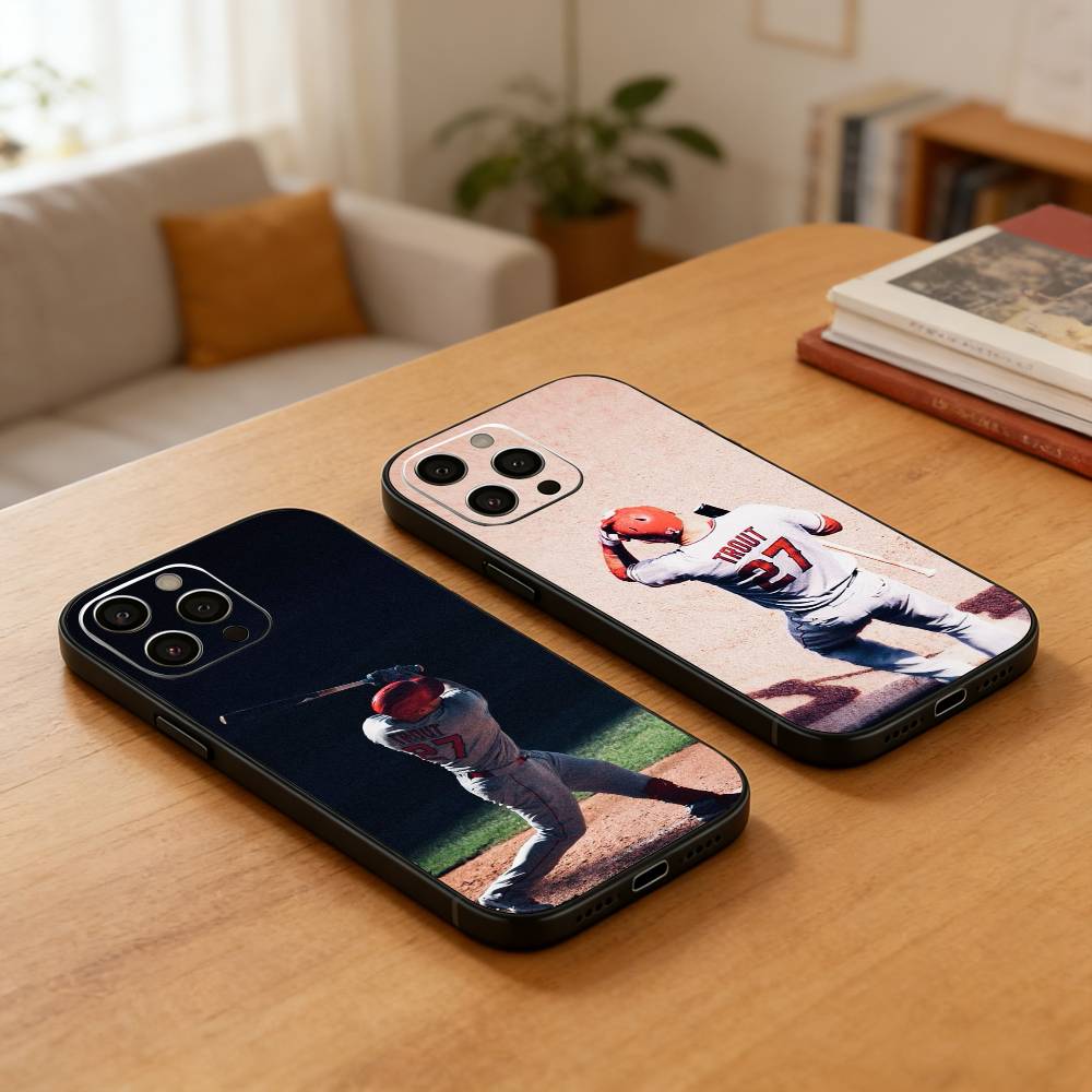 Чехол для телефона с изображением бейсболиста Майка Траута 27 для iPhone 17, 16, 15, 14, 13, 12 Plus, Max, Мягкий силиконовый, Черный