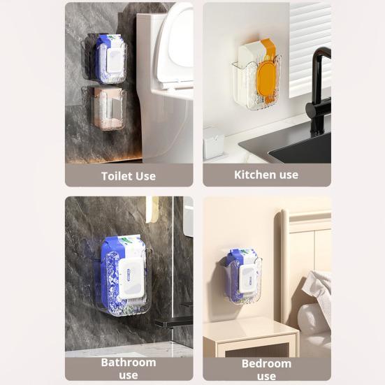 2 шт. коробка для влажных салфеток для ванной комнаты, настенный прозрачный водонепроницаемый большой вместительный противоскользящий органайзер для кухонных салфеток, держатель для туалетной бумаги