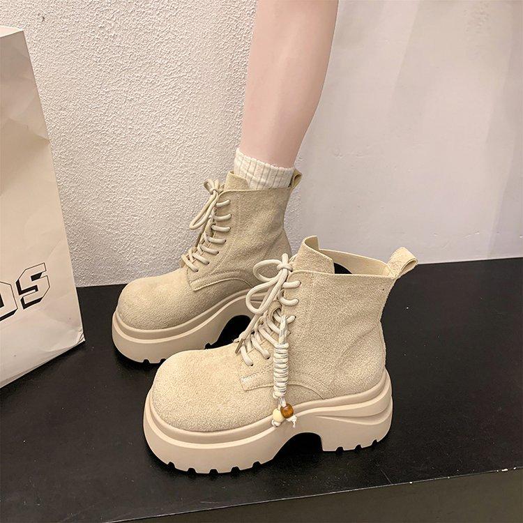 Женские ботинки Мартина 2025 осень новые короткие ботинки ботинки прерий ковбойские ботинки вестерн маленькие на толстой подошве большие желтые ботинки