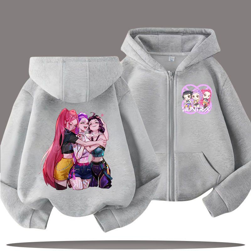 KPop Demon Hunters Zipper Hoodies for Boys and Girls, Children's Fashion Sweatshirts