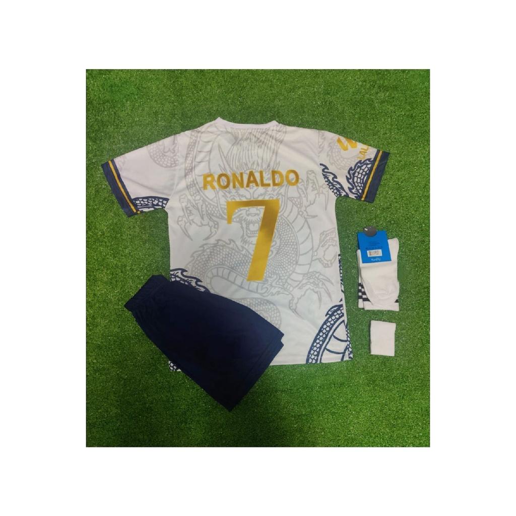 2024/25 New Season Dragon Patterned Cristiano Ronaldo Kids Jersey Set Of 4 (gold)