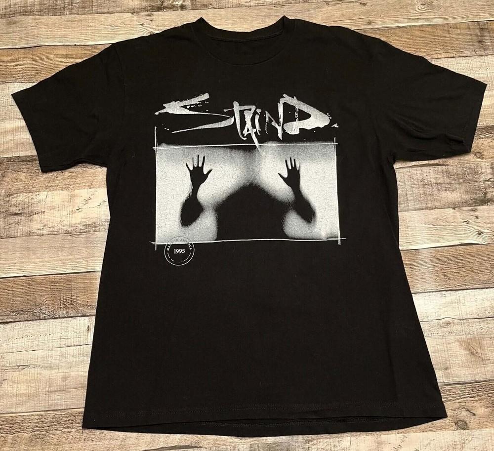 Staind Shirt Large Black Album Cover Shadow Rock Band Unisex T-Shirt