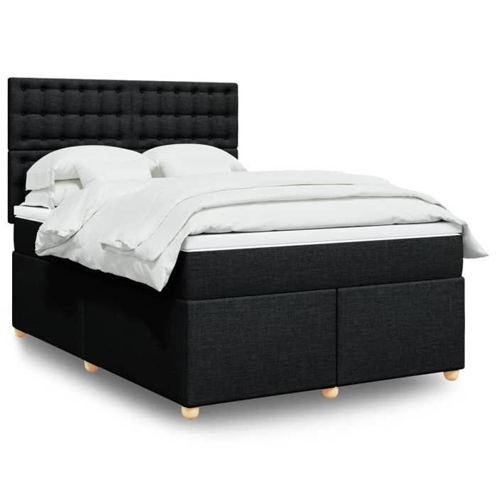Maison Exclusive - Sommier à lattes de lit avec matelas Noir 140x190 cm Tissu