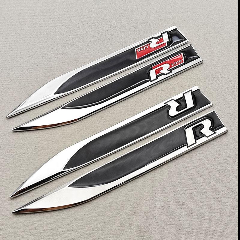 RSQ1 VW 2026 Hot 2pcs 3D Metal Car Letters Logo Rline Fender Side Wing Sticker Emblem Badge For Volkswagen VW Golf 6 7 8 MK6 MK7 MK8