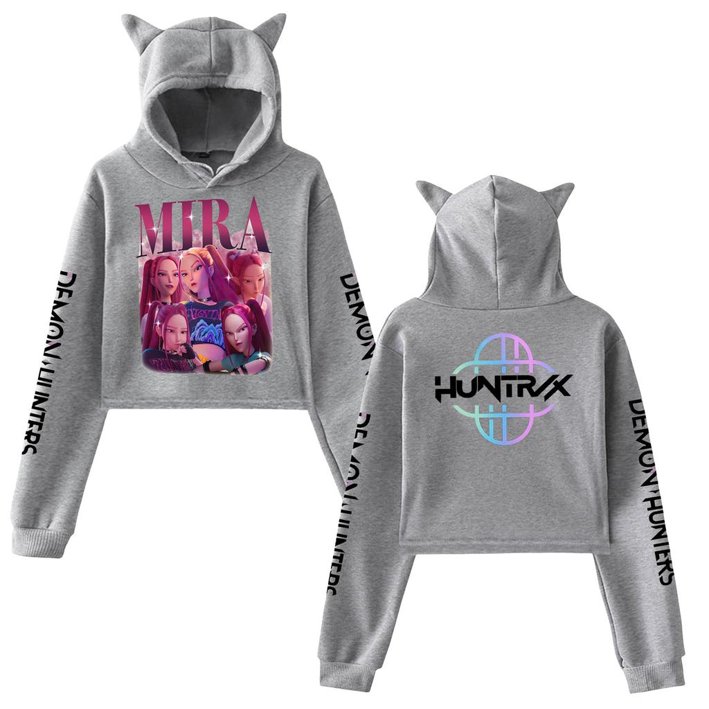 Модный Kpop Худи Охотники на демонов Huntrix С капюшоном с кошачьими ушками Пуловер Руми Мира Зои Узор Косплей Костюм Студенческие Осенние Топы