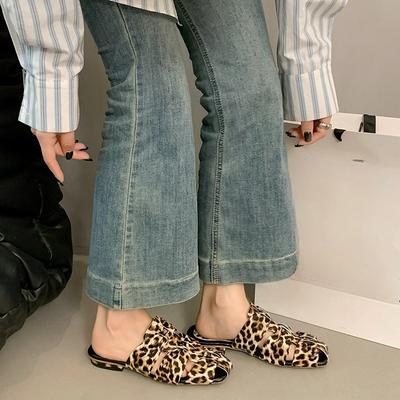 Весенне-летние новые плетеные полушлепанцы баотоу с вырезами, женские, с квадратным носком, вырезами, универсальные, на низком каблуке, уличные сандалии