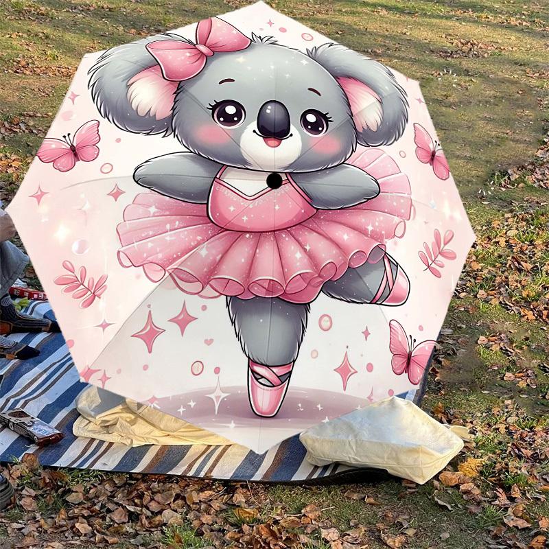 1 шт. Коала-балерина Автоматический открывающийся/закрывающийся зонт Компактный складной зонт с 8-реберным стержнем для женщин/мужчин, Портативный зонт для путешествий, 1152S