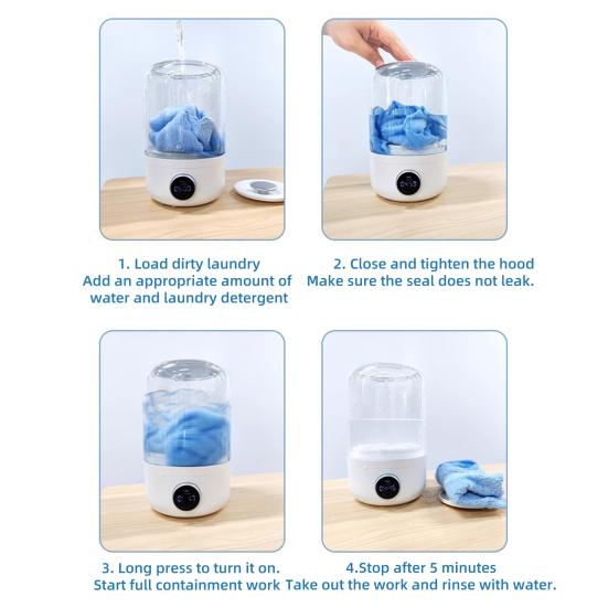 Портативная мини-стиральная машина для белья, стиральная машина большой емкости, перезаряжаемая ультразвуковая стиральная машина, беспроводная стиральная машина