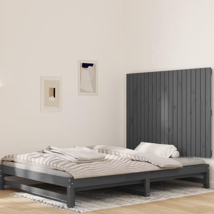 VidaXL Wall-mounted Headboard Grey 127.5x3x90 Cm Solid Pine Wood 824890