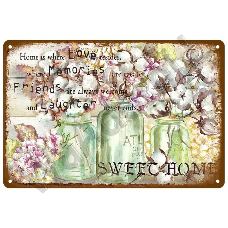 Vintage Metal Tin Sign Retro Cafe Garden Wall Art Home Decor Plaque for Room Farmhouse Painting Gift Perfect for Wall Mural D