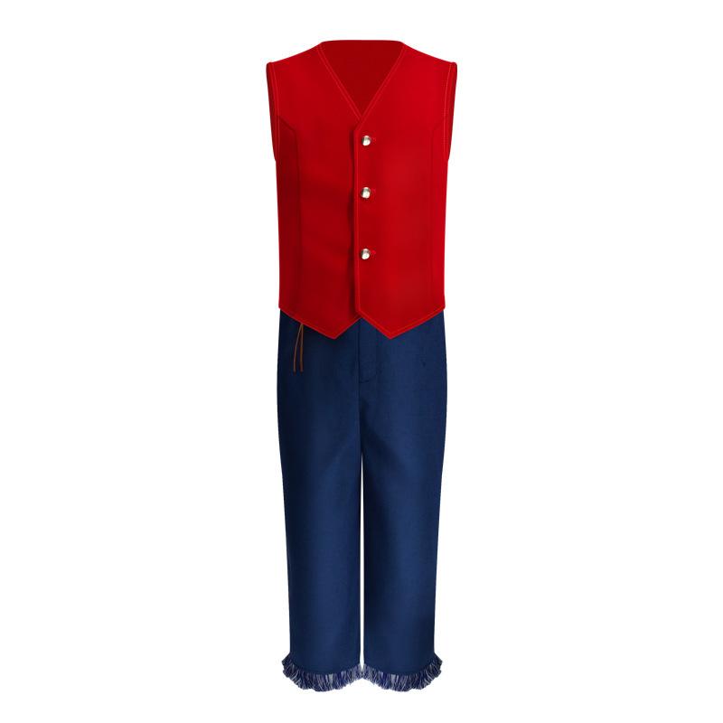 Anime Team Luffy Zoro Cosplay Costumes Sun God MonkeyD Roronoa in life Sutis For Kids Cosplay Red Suits Hat Halloween Carnival