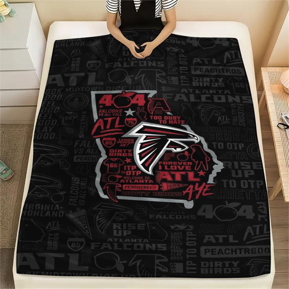 Фланелевое одеяло с принтом Atlanta Falcons, Высококачественное, Удобное для всех сезонов, Декор для дома, Тепло и уют, Идеально для рождественских подарков