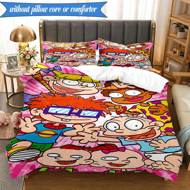 Rugr-ats: Urban Adventure 3pcs K-pop music group Bedding set,Ideal for Bedroom, Dormitory,Including Duvet Cover And 2pcs Pillowcases,Fan gifts