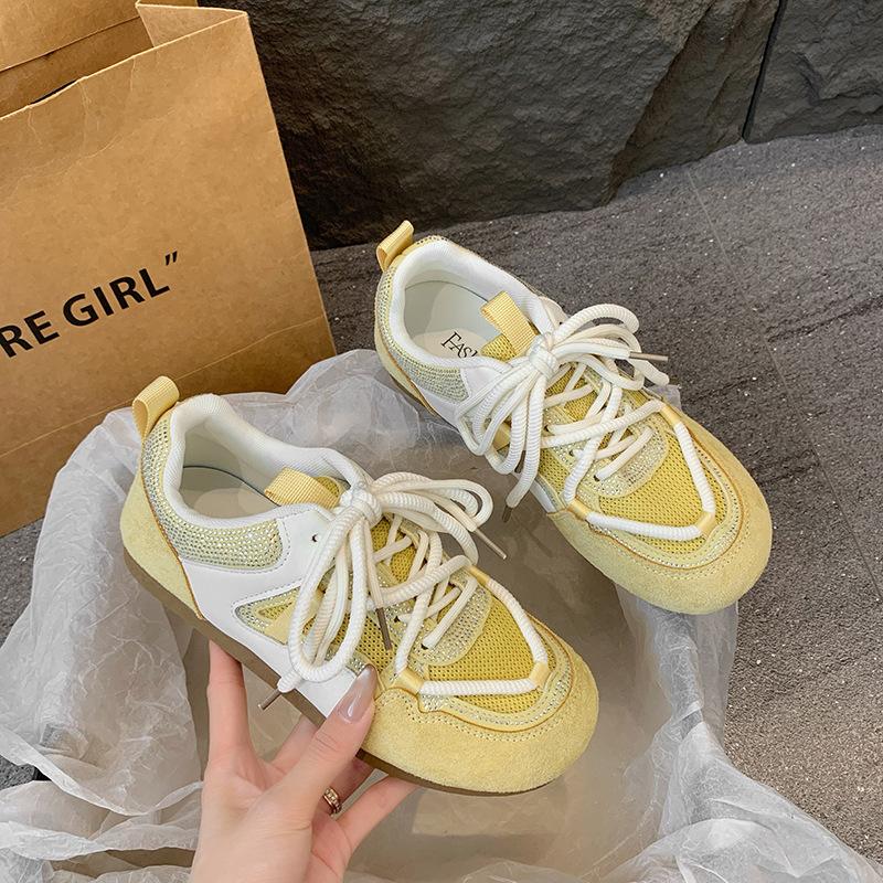 Popular Sports Shoes Women's 2025 New Versatile Thick-soled Inner Height-increasing Women's Shoes Casual Mesh Breathable German Training Shoes Tide