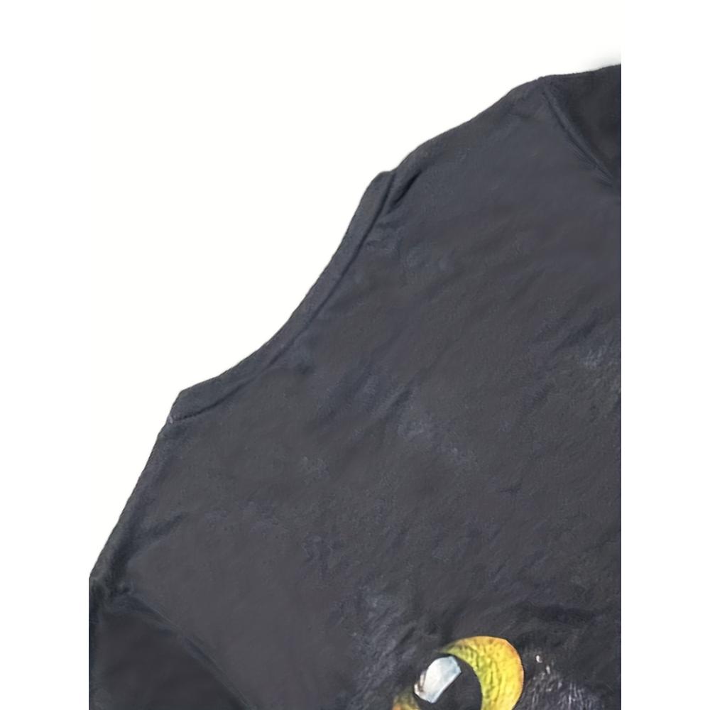 Женская повседневная футболка с длинным рукавом и уникальным принтом в виде мордочки кошки - мягкий полиэстер, круглая горловина, можно стирать в стиральной машине - идеально подходит для весны/лета/осени