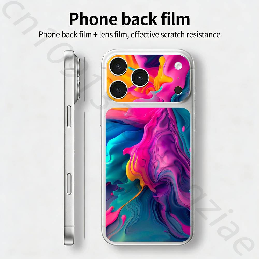 Красочный(1) Для iPhone 17 pro Max /17 pro Полное покрытие Наклейка Пленка-обертка 3D Цветная Задняя Защитная Наклейка Пленка