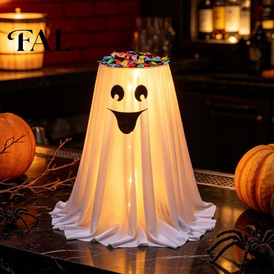 Unique Halloween Gift for Kids Ghost Candy Bowl Stand with Remote Control, Large LED Lighted Decorative Dish Home Cute Holder Front Door Porch Outdoor