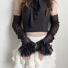 Girl Sexy Hollow Out Lace Long Arm Sleeves Removable White Black Summer Thin Sun Protection Fingerless Gloves Fashion Mesh Cuffs