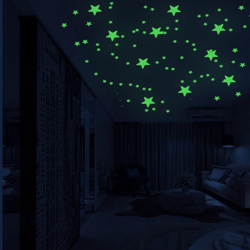 Glow-in-the-dark Stars Glow Wall Stickers Living Room Bedroom Switch Decoration Children's Room Dorm DIY Creative Glow-in-the Dark Stickers